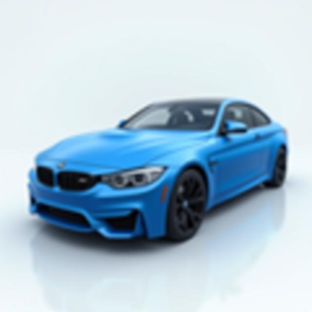 BMW M4 in a satin blue vinyl wrap done at Tint World Boca Raton.