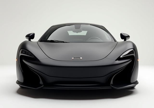 McLaren sports car with a sleek matte black vinyl wrap.
